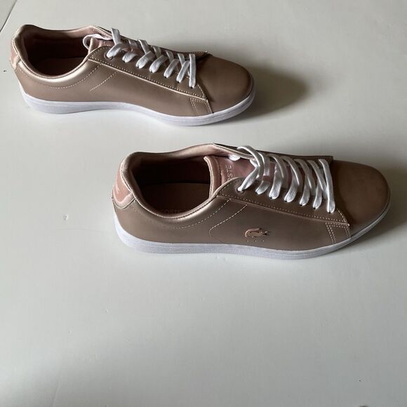 Lacoste Womens Carnaby EVO 118 7 SPW Metallic Pink White Sneaker Shoes Size 7.5 - Picture 4 of 8
